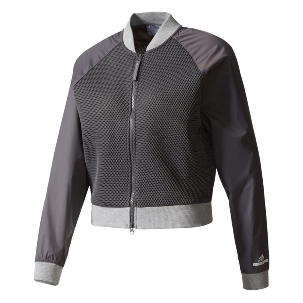 Adidas x Stella McCartney Barricade Slate Grey Mesh Cropped Bomber Jacket XS EUC